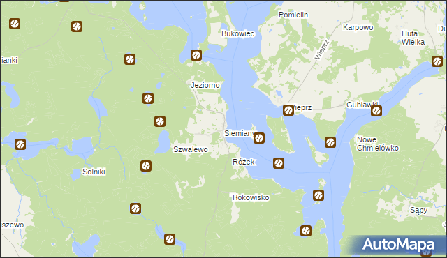 mapa Siemiany, Siemiany na mapie Targeo