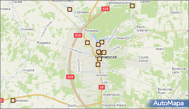 mapa Siemiatycze, Siemiatycze na mapie Targeo