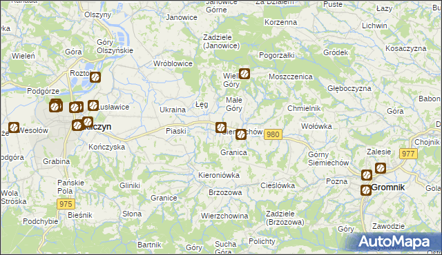 mapa Siemiechów gmina Gromnik, Siemiechów gmina Gromnik na mapie Targeo