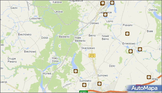 mapa Skarszewo gmina Świecie, Skarszewo gmina Świecie na mapie Targeo