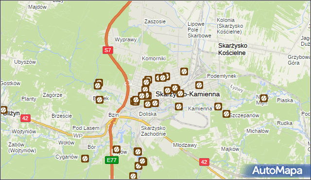 mapa Skarżysko-Kamienna, Skarżysko-Kamienna na mapie Targeo