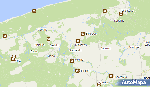 mapa Słajszewo, Słajszewo na mapie Targeo