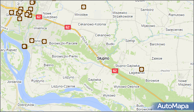 mapa Słupno powiat płocki, Słupno powiat płocki na mapie Targeo