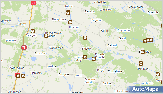 mapa Służów, Służów na mapie Targeo