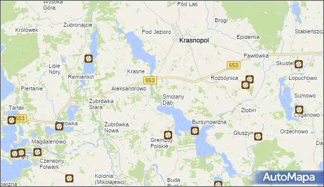 mapa Smolany Dąb, Smolany Dąb na mapie Targeo