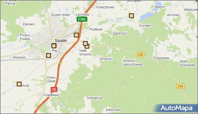 mapa Smolniki gmina Szubin, Smolniki gmina Szubin na mapie Targeo