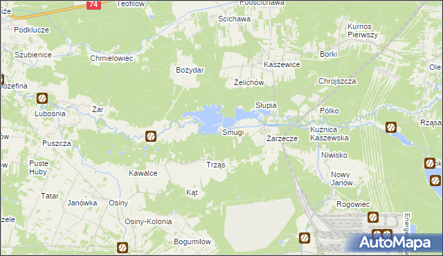 mapa Smugi gmina Kluki, Smugi gmina Kluki na mapie Targeo
