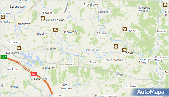 mapa Soboklęszcz gmina Joniec, Soboklęszcz gmina Joniec na mapie Targeo