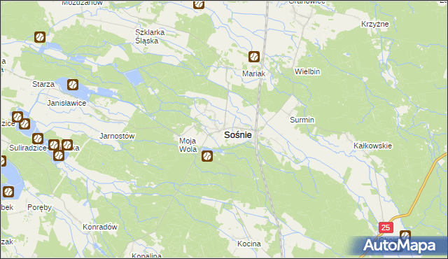 mapa Sośnie powiat ostrowski, Sośnie powiat ostrowski na mapie Targeo