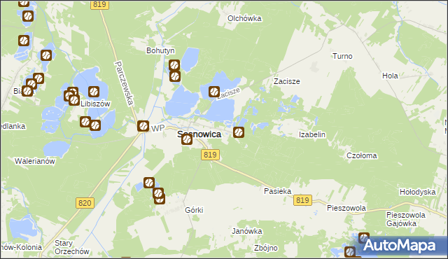 mapa Sosnowica-Dwór, Sosnowica-Dwór na mapie Targeo