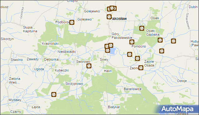 mapa Sowy gmina Pakosław, Sowy gmina Pakosław na mapie Targeo