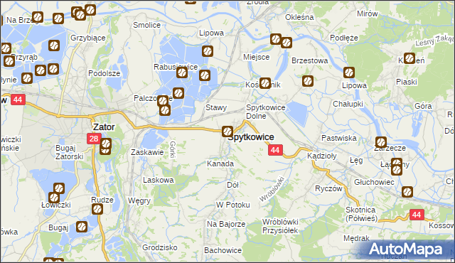 mapa Spytkowice powiat wadowicki, Spytkowice powiat wadowicki na mapie Targeo