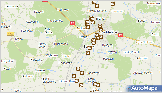 mapa Stacja Poddębice, Stacja Poddębice na mapie Targeo