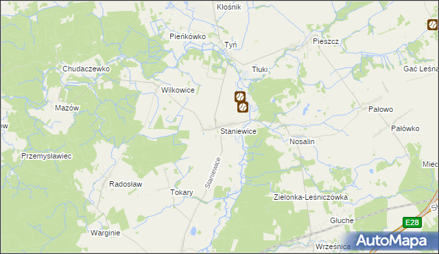 mapa Staniewice, Staniewice na mapie Targeo