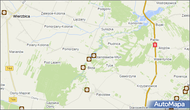 mapa Stanisławów-Młyn, Stanisławów-Młyn na mapie Targeo