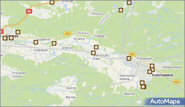 mapa Staniszcze Małe, Staniszcze Małe na mapie Targeo