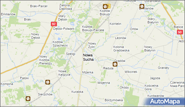 mapa Stara Sucha gmina Nowa Sucha, Stara Sucha gmina Nowa Sucha na mapie Targeo