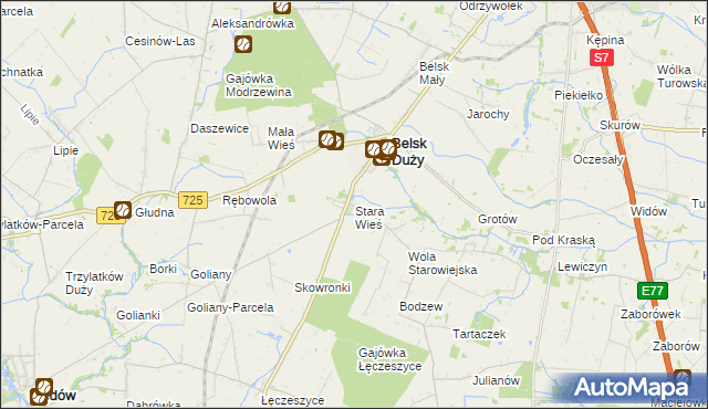 mapa Stara Wieś gmina Belsk Duży, Stara Wieś gmina Belsk Duży na mapie Targeo