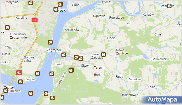 mapa Stare Załubice, Stare Załubice na mapie Targeo