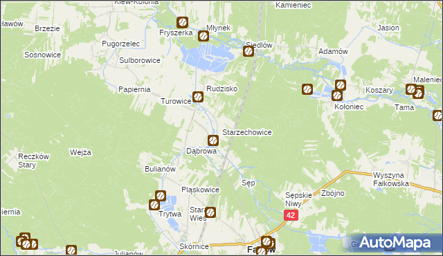mapa Starzechowice, Starzechowice na mapie Targeo