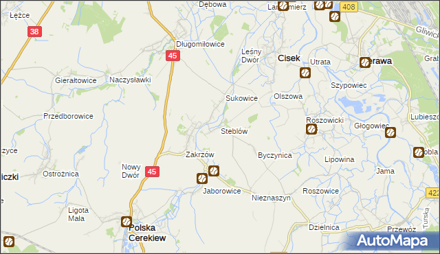 mapa Steblów gmina Cisek, Steblów gmina Cisek na mapie Targeo