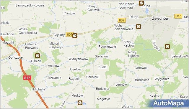 mapa Stefanów gmina Żelechów, Stefanów gmina Żelechów na mapie Targeo