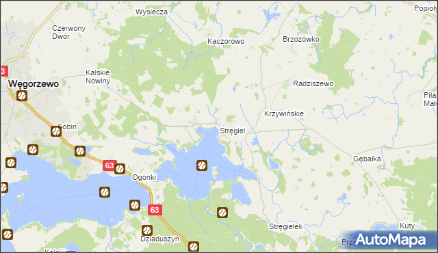 mapa Stręgiel, Stręgiel na mapie Targeo