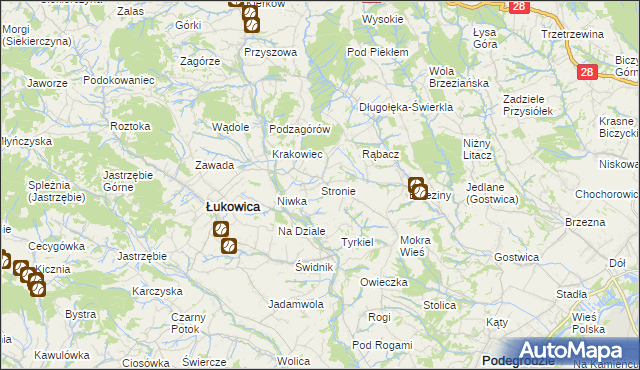 mapa Stronie gmina Łukowica, Stronie gmina Łukowica na mapie Targeo