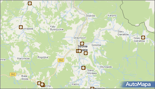 mapa Stronie Śląskie powiat kłodzki, Stronie Śląskie powiat kłodzki na mapie Targeo
