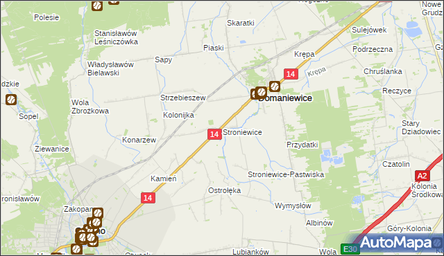 mapa Stroniewice, Stroniewice na mapie Targeo