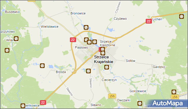 mapa Strzelce Krajeńskie, Strzelce Krajeńskie na mapie Targeo