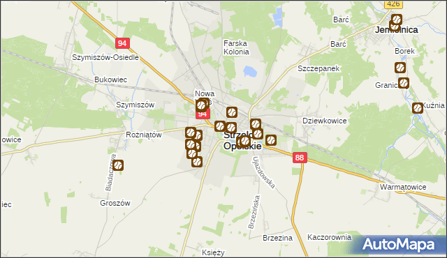 mapa Strzelce Opolskie, Strzelce Opolskie na mapie Targeo