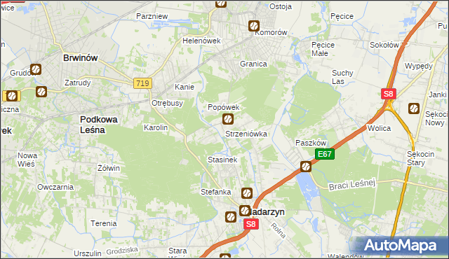 mapa Strzeniówka, Strzeniówka na mapie Targeo