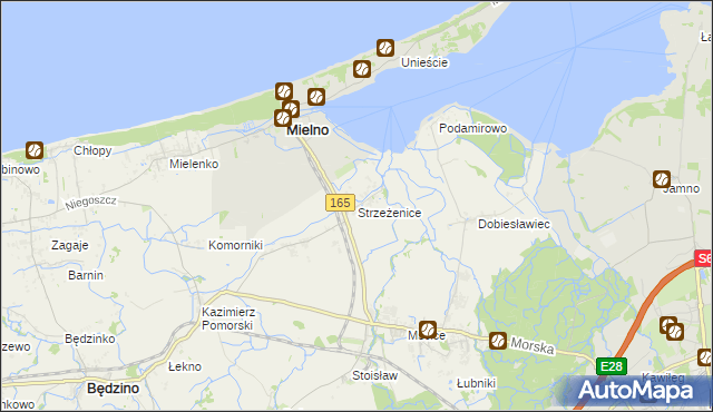 mapa Strzeżenice, Strzeżenice na mapie Targeo