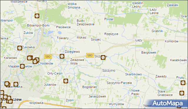 mapa Strzyżew gmina Kampinos, Strzyżew gmina Kampinos na mapie Targeo
