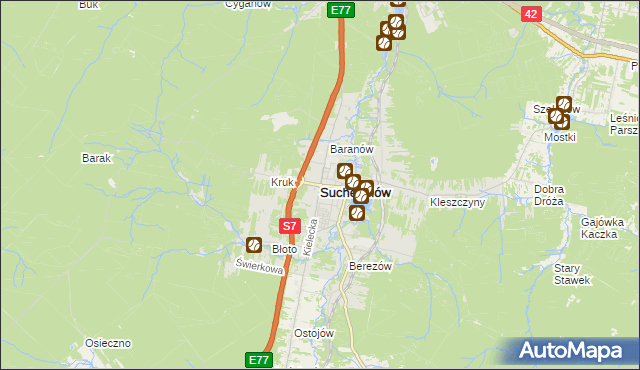 mapa Suchedniów, Suchedniów na mapie Targeo
