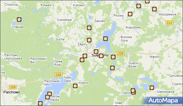 mapa Sulęczyno, Sulęczyno na mapie Targeo