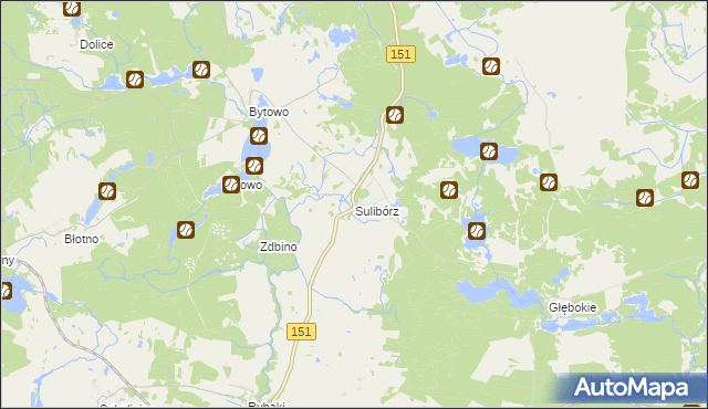 mapa Sulibórz gmina Recz, Sulibórz gmina Recz na mapie Targeo