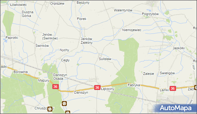 mapa Sulisław gmina Raszków, Sulisław gmina Raszków na mapie Targeo