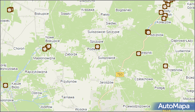 mapa Suliszowice, Suliszowice na mapie Targeo