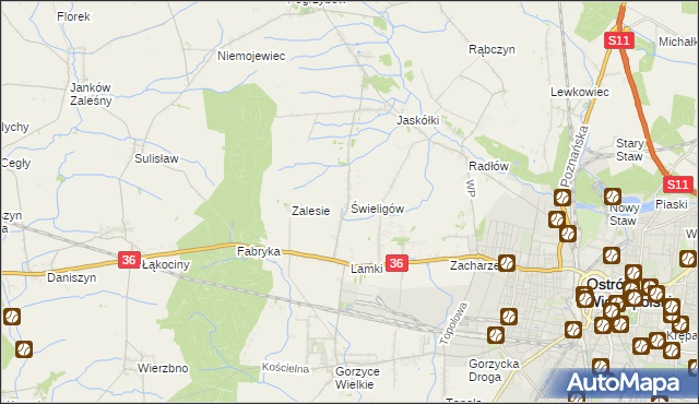 mapa Świeligów, Świeligów na mapie Targeo