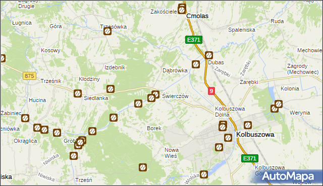 mapa Świerczów gmina Kolbuszowa, Świerczów gmina Kolbuszowa na mapie Targeo