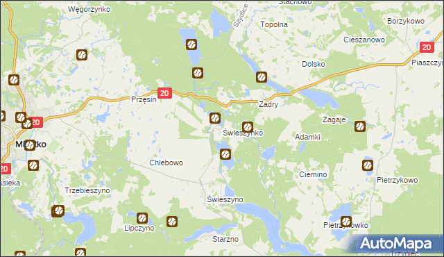 mapa Świeszynko, Świeszynko na mapie Targeo