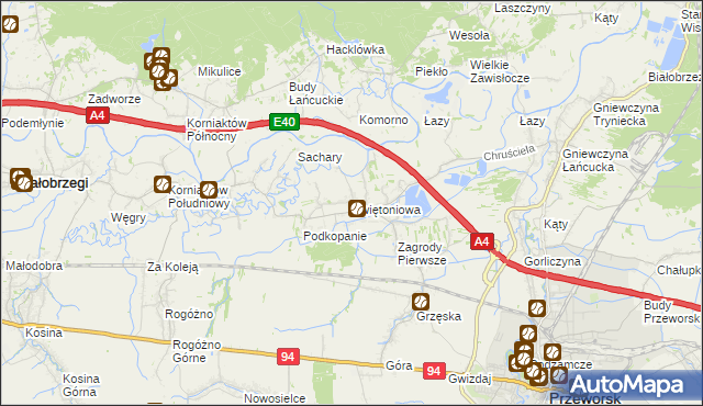 mapa Świętoniowa, Świętoniowa na mapie Targeo