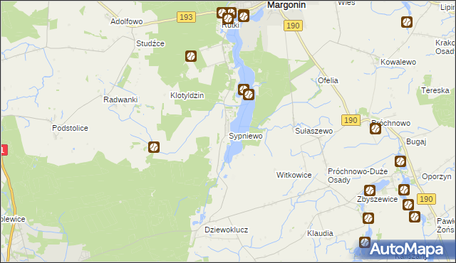 mapa Sypniewo gmina Margonin, Sypniewo gmina Margonin na mapie Targeo