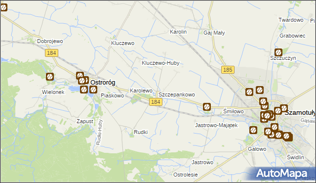 mapa Szczepankowo gmina Ostroróg, Szczepankowo gmina Ostroróg na mapie Targeo