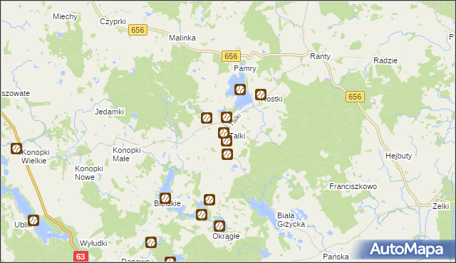 mapa Talki gmina Wydminy, Talki gmina Wydminy na mapie Targeo