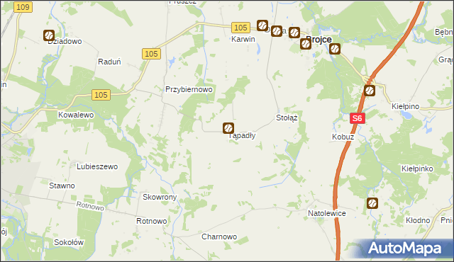 mapa Tąpadły, Tąpadły na mapie Targeo