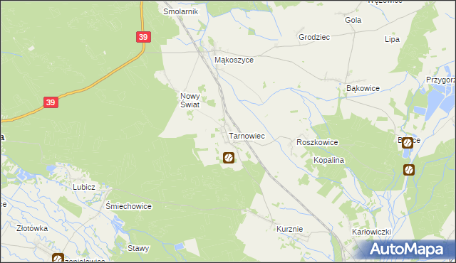 mapa Tarnowiec gmina Lubsza, Tarnowiec gmina Lubsza na mapie Targeo