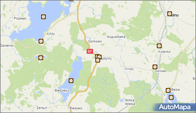 mapa Tejstymy, Tejstymy na mapie Targeo